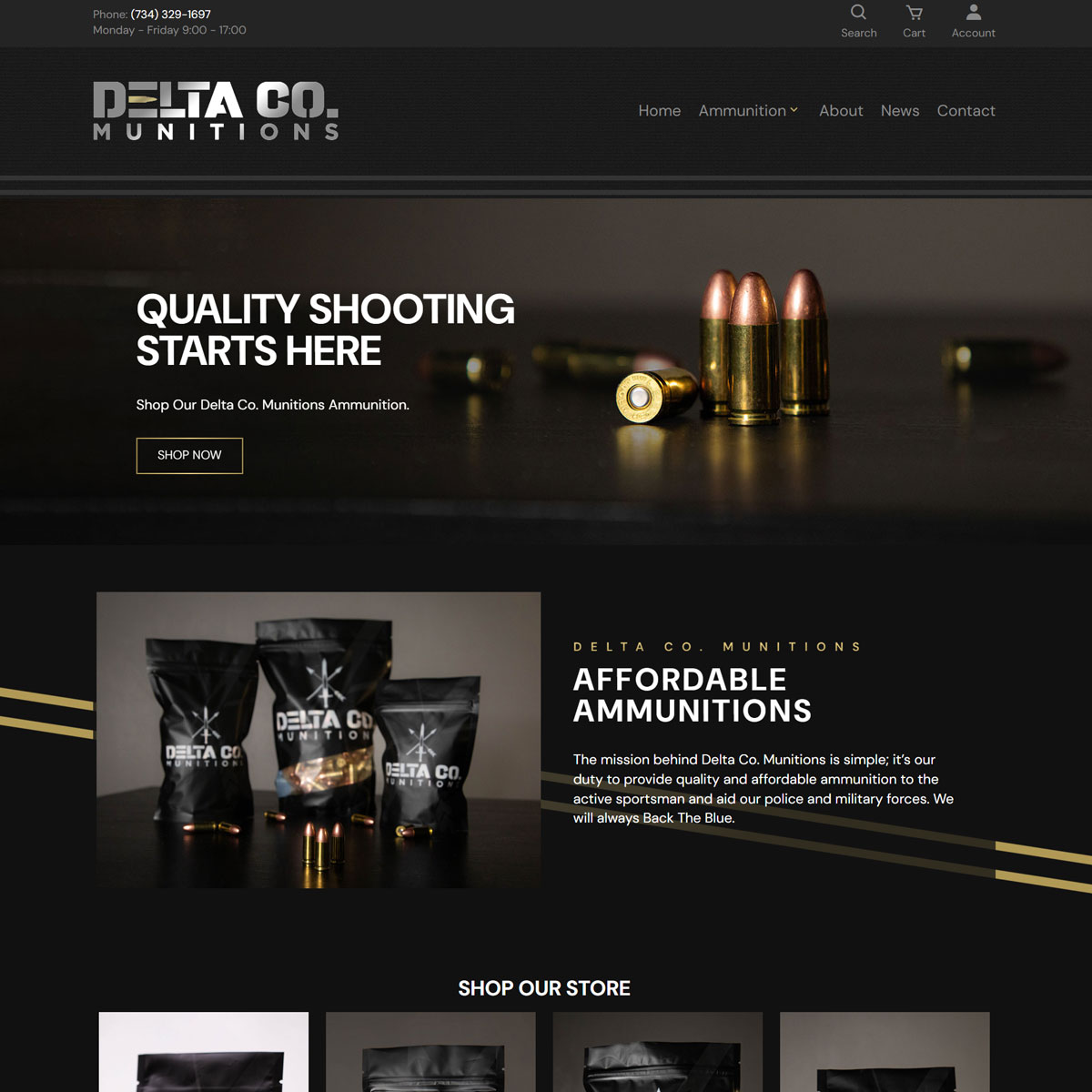 Delta Co. Munitions Website Preview